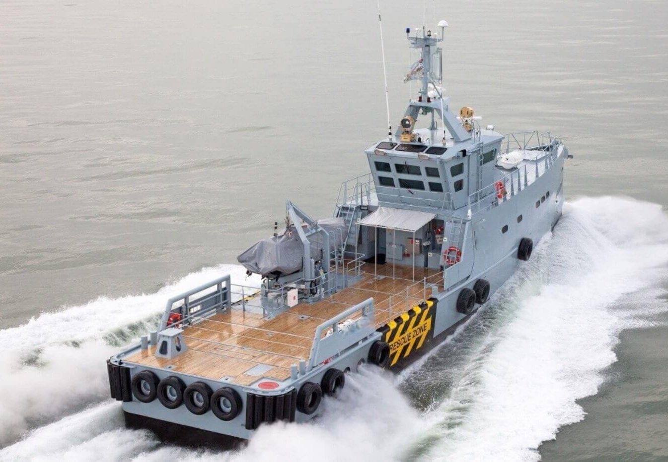 Fast support intervention vessel (FSIV) used for security escorts at sea