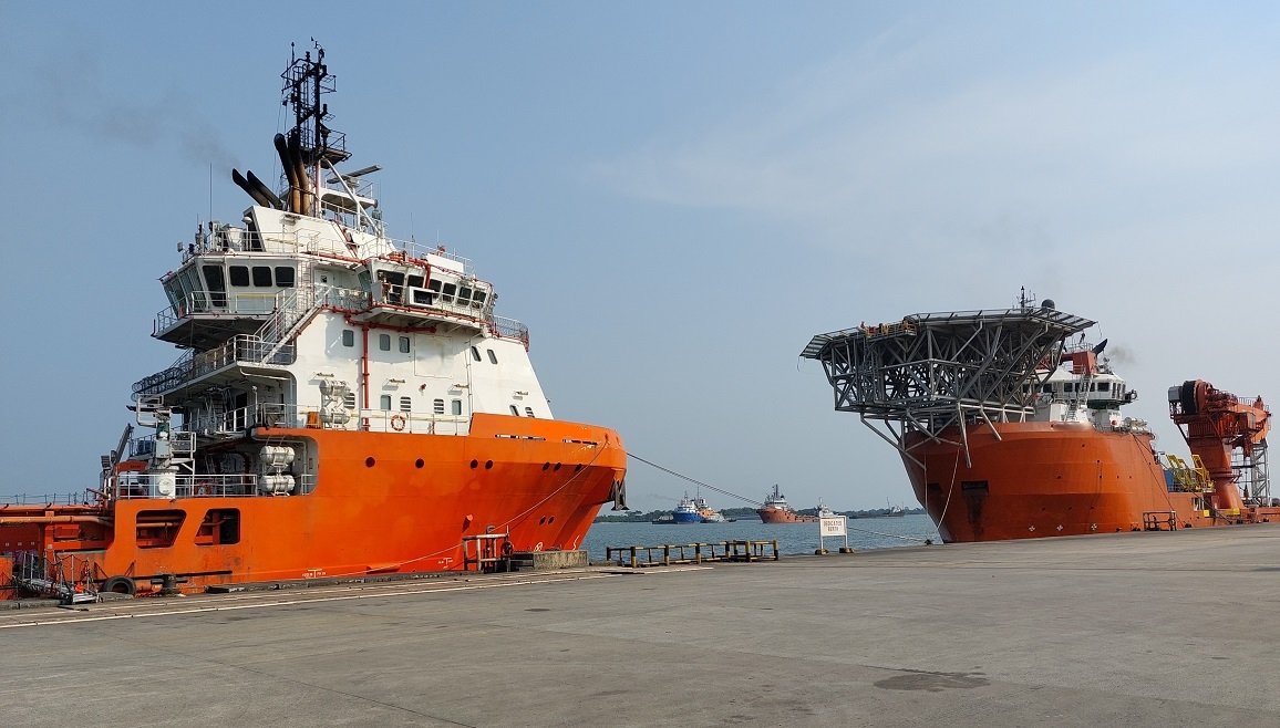 Offshore Support Vessels alongside at port